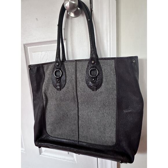 Banana Republic Chatham XL Leather Tote Shopper Purse Overnight Nomad Bag gray - Picture 2 of 16